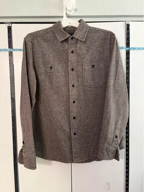 Flannel Shirt Grayers Heritage Flannels Gray Cotton Button-Up Shirt Men's M